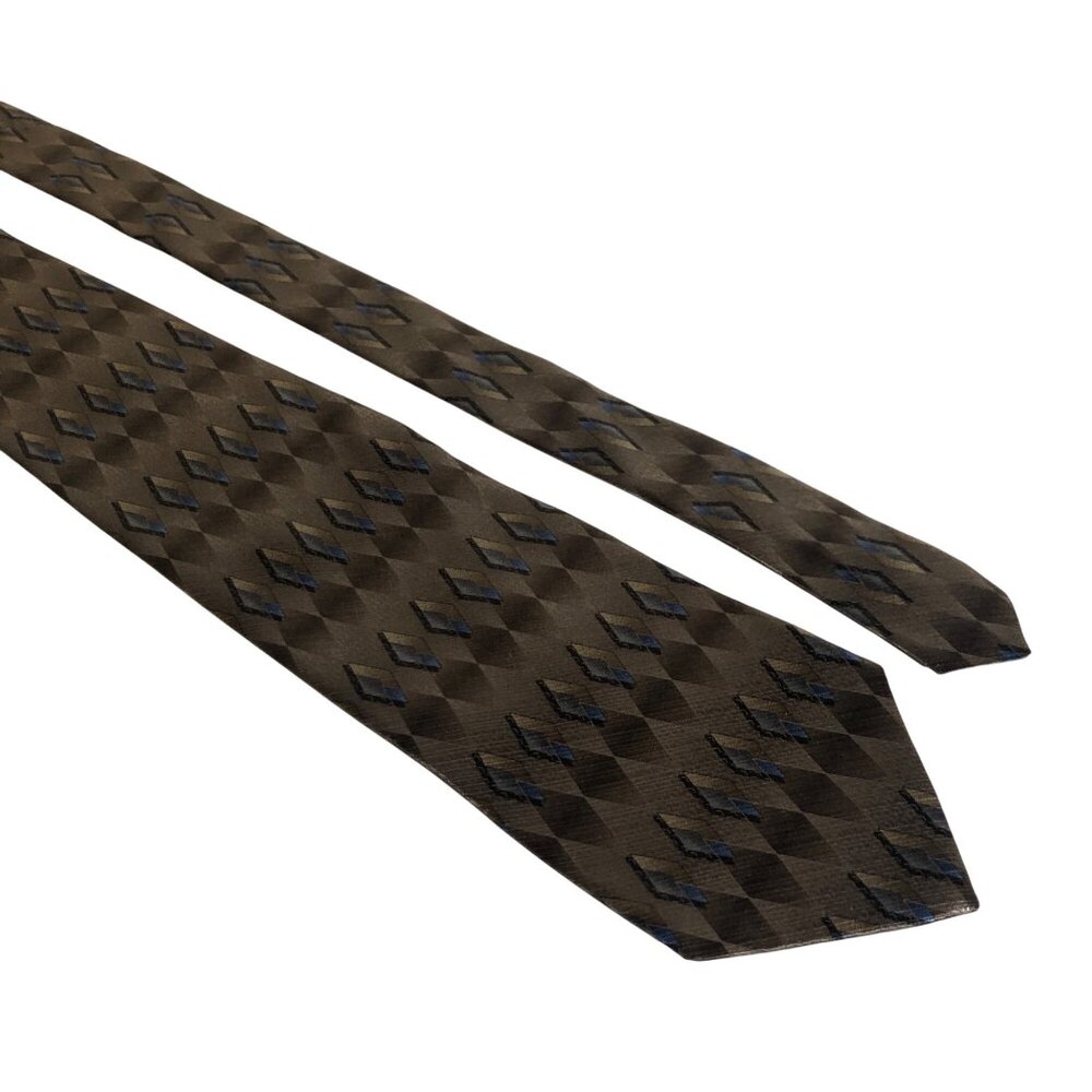 Arrow Silk Tie Geometric Brown Blue Mens Necktie Office Work Formal Dad Gift